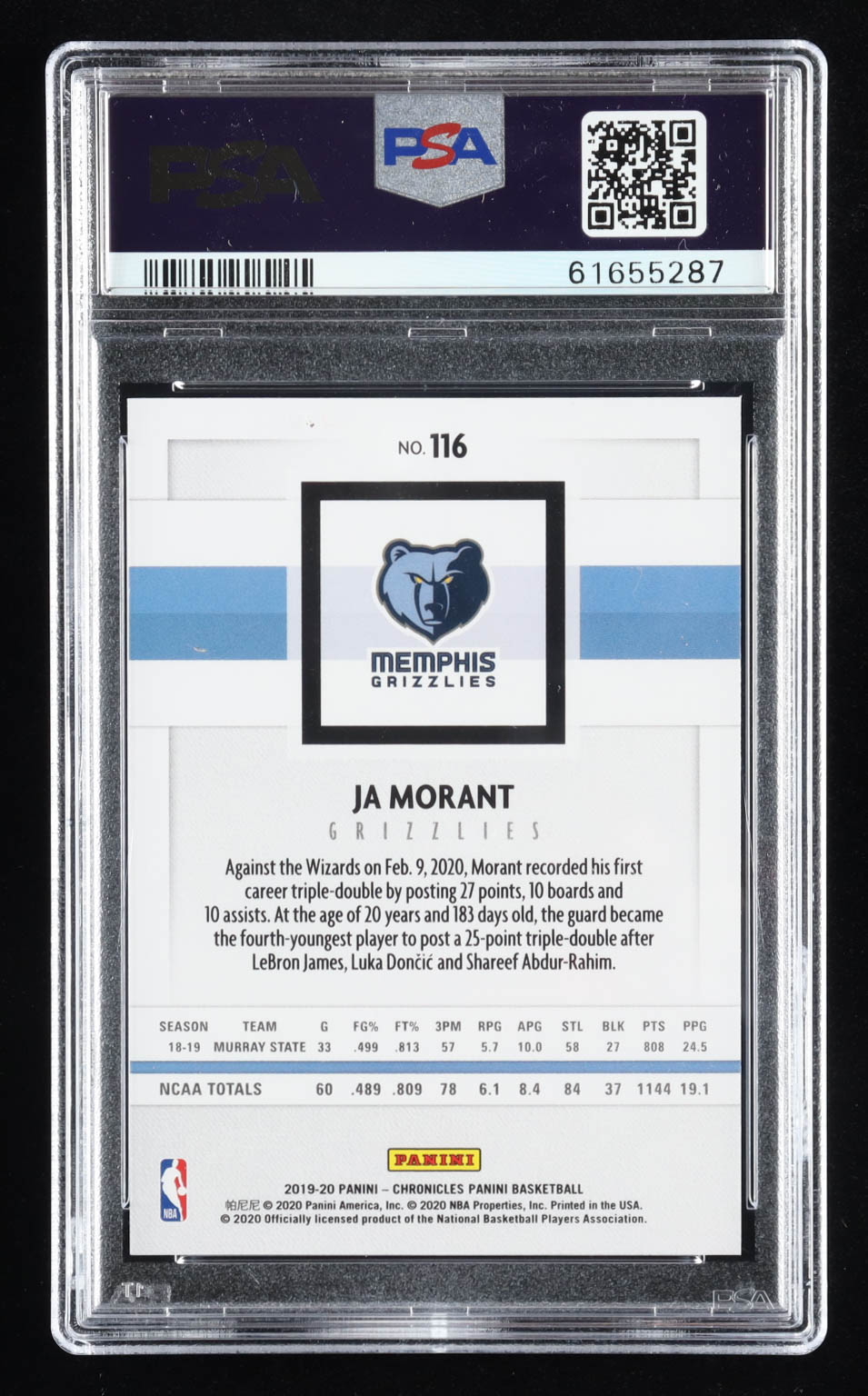 Ja Morant 2019-20 Panini Chronicles #116 RC (PSA) at PristineAuction.com Ja Morant 2019-20 Panini Chronicles #116 RC (PSA) at PristineAuction.com