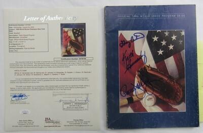 1986 Mets World Series Program Signed By (21) with Dwight Gooden, Darryl Strawberry, Gary Carter (JSA) at PristineAuction.com 1986 Mets World Series Program Signed By (21) with Dwight Gooden, Darryl Strawberry, Gary Carter (JSA) at PristineAuction.com