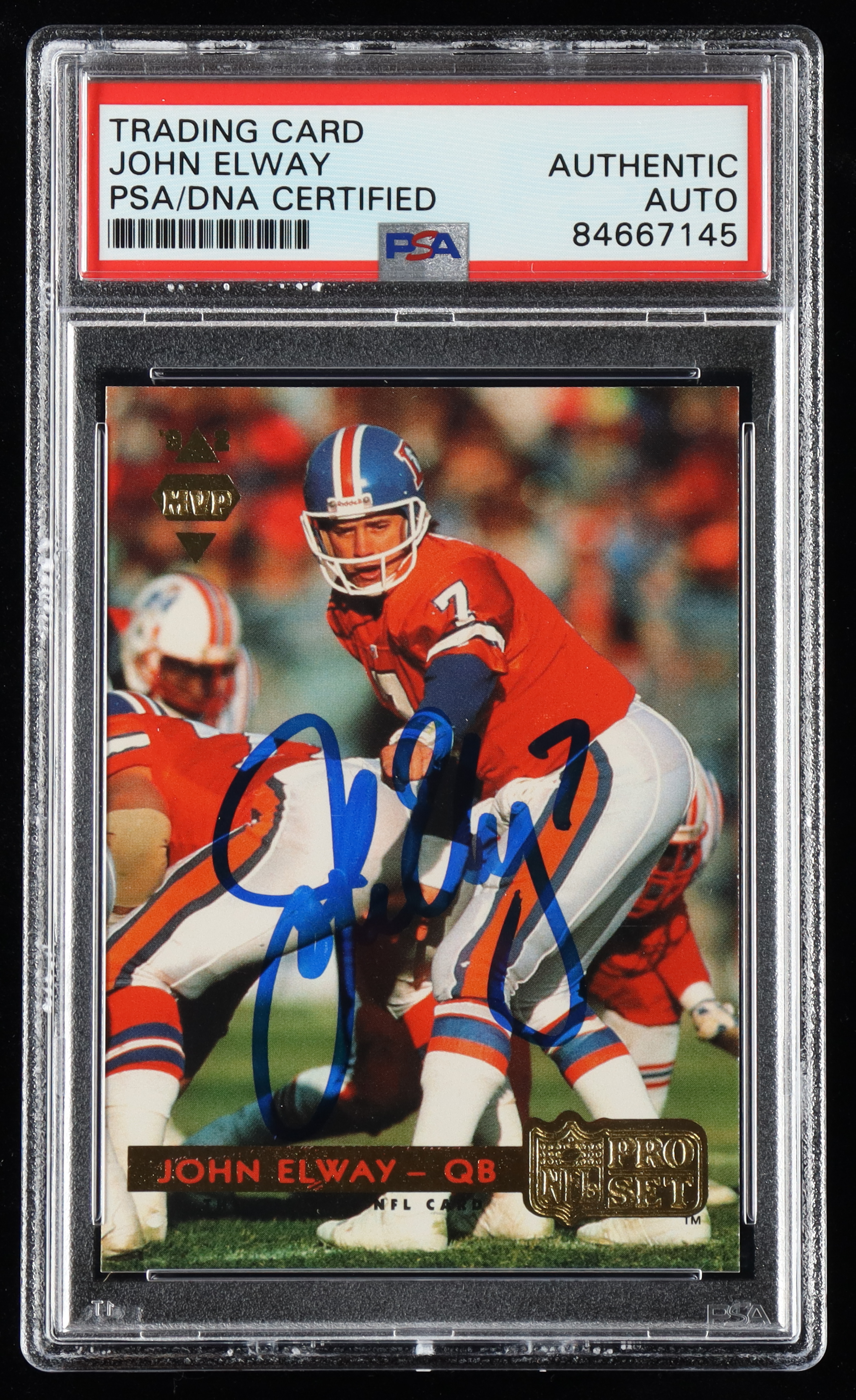John Elway Signed 1992 Pro Set Gold MVPs #MVP4 (PSA) at PristineAuction.com John Elway Signed 1992 Pro Set Gold MVPs #MVP4 (PSA) at PristineAuction.com