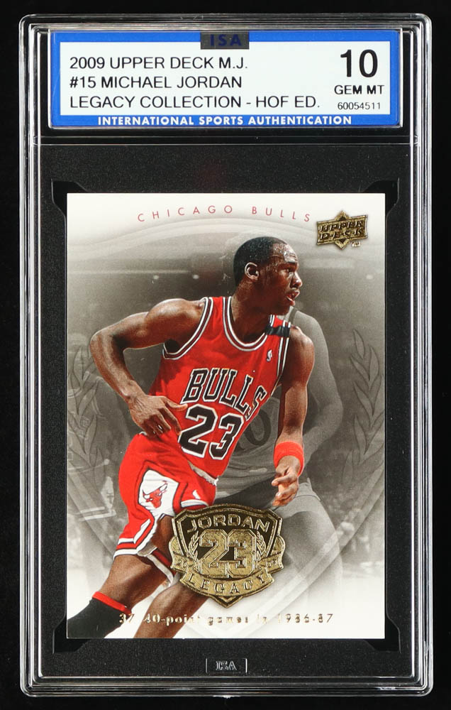 Michael Jordan 2009-10 Upper Deck Michael Jordan Legacy Collection Gold #15 (ISA 10) at PristineAuction.com Michael Jordan 2009-10 Upper Deck Michael Jordan Legacy Collection Gold #15 (ISA 10) at PristineAuction.com