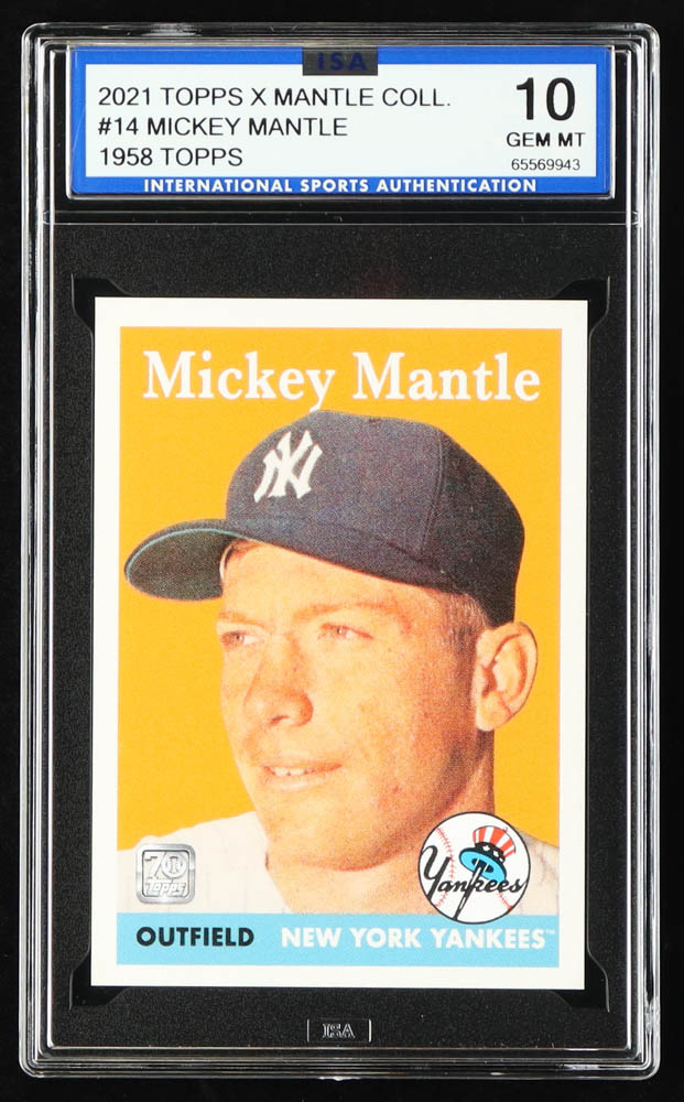 Mickey Mantle 2021 Topps X Mickey Mantle #14 1958 Topps (ISA 10) at PristineAuction.com Mickey Mantle 2021 Topps X Mickey Mantle #14 1958 Topps (ISA 10) at PristineAuction.com