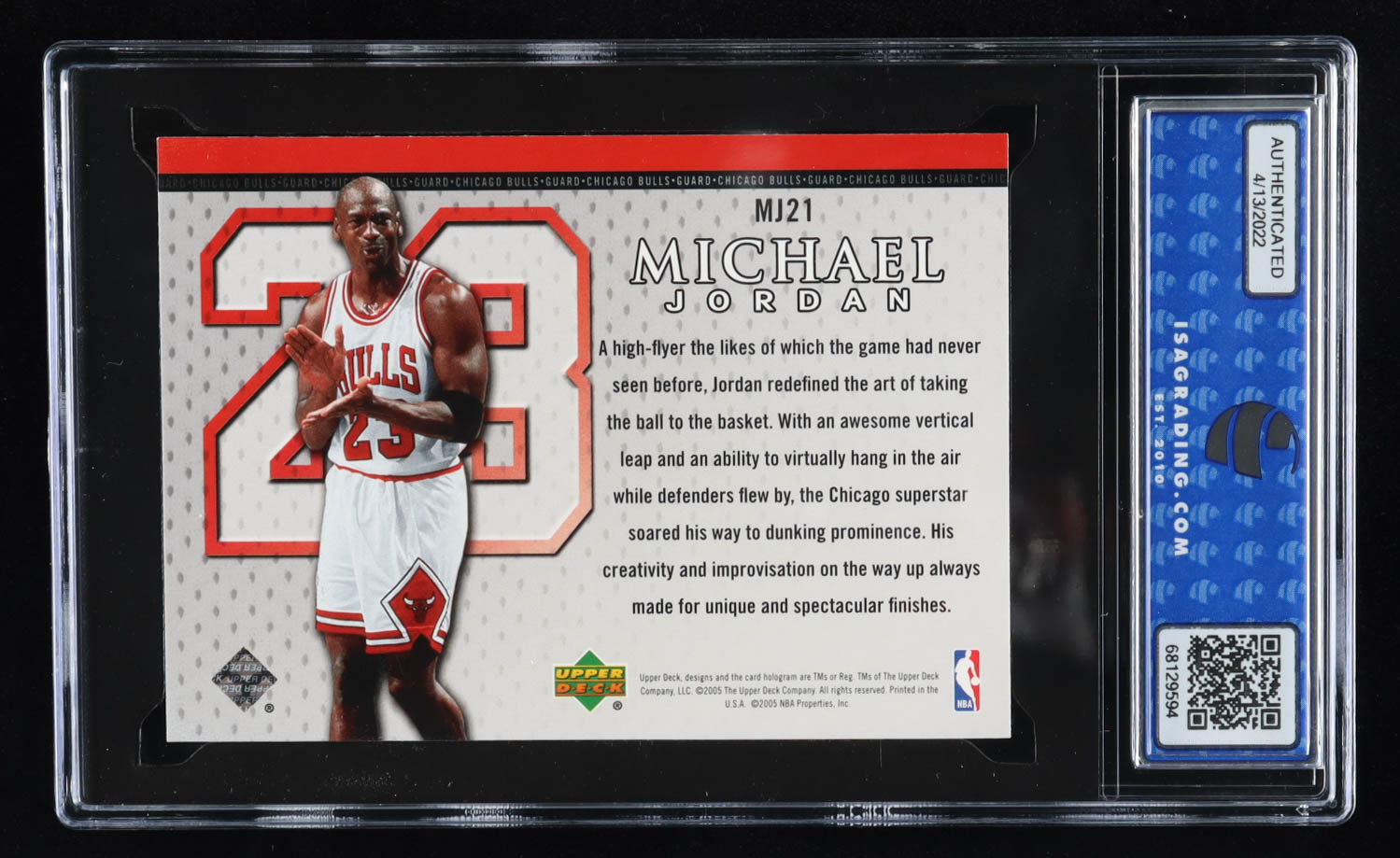 Michael Jordan 2005-06 Upper Deck Michael Jordan #MJ21 (ISA 10) at PristineAuction.com Michael Jordan 2005-06 Upper Deck Michael Jordan #MJ21 (ISA 10) at PristineAuction.com