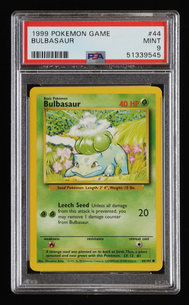Bulbasaur 1999 Pokemon Base Unlimited 44 (PSA 9) Pristine Auction