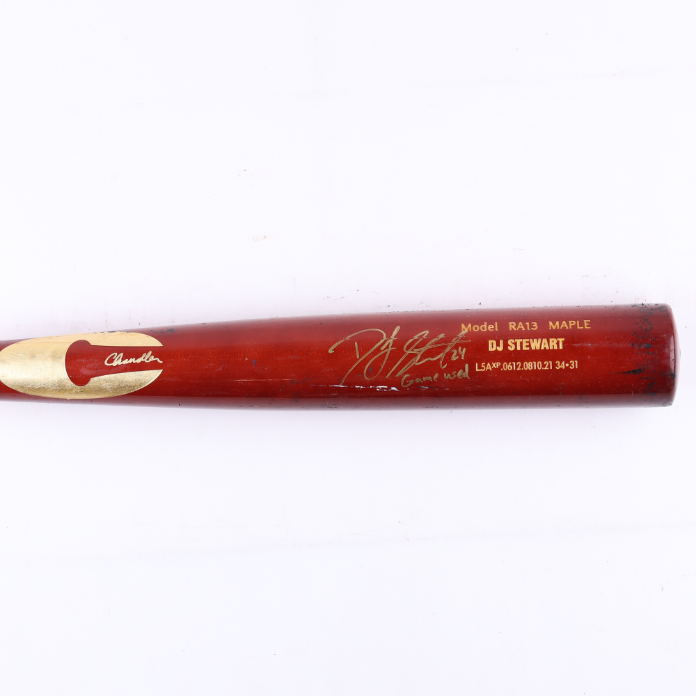 DJ Stewart Signed GameUsed Chandler Player Model Baseball Bat