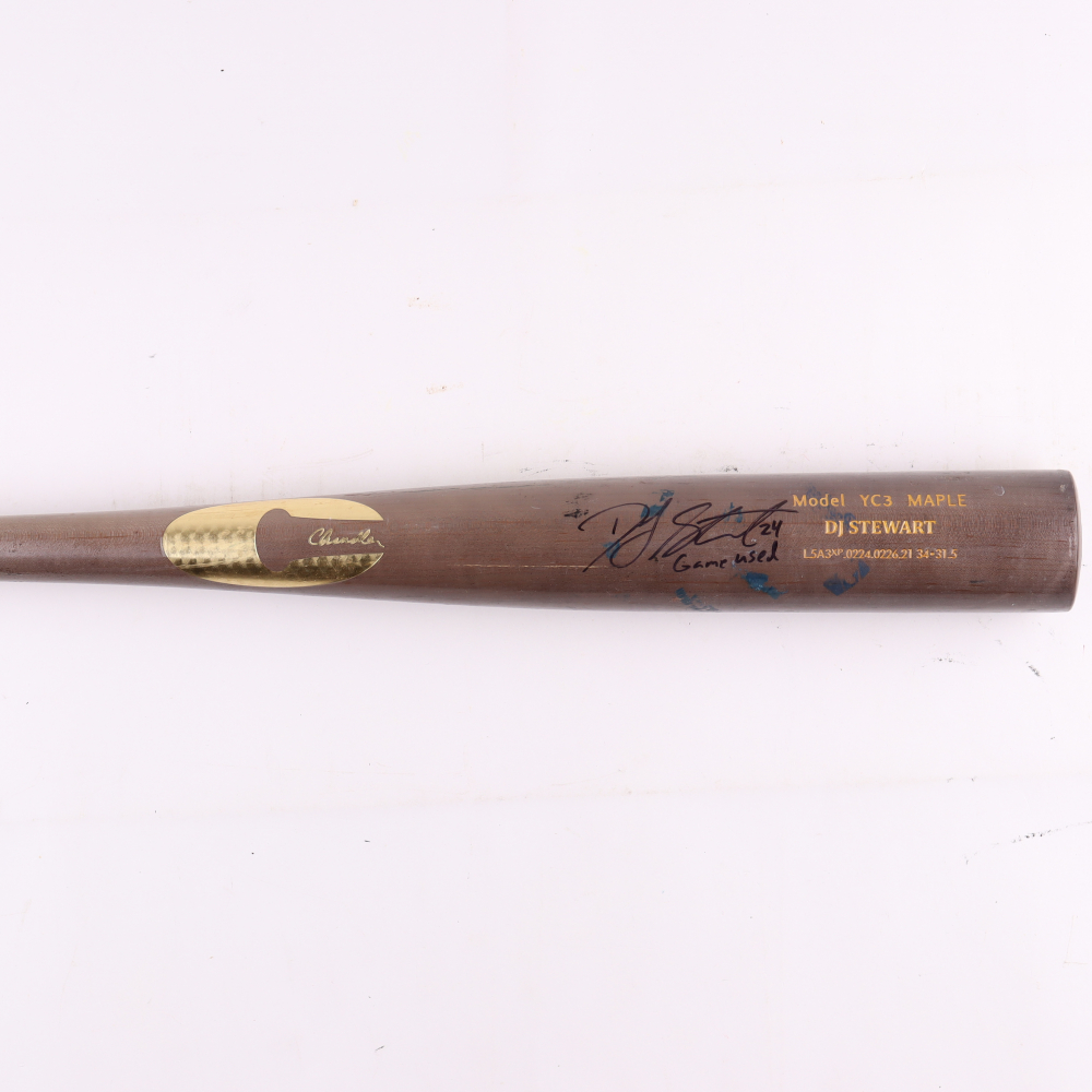 DJ Stewart Signed GameUsed Chandler Player Model Baseball Bat