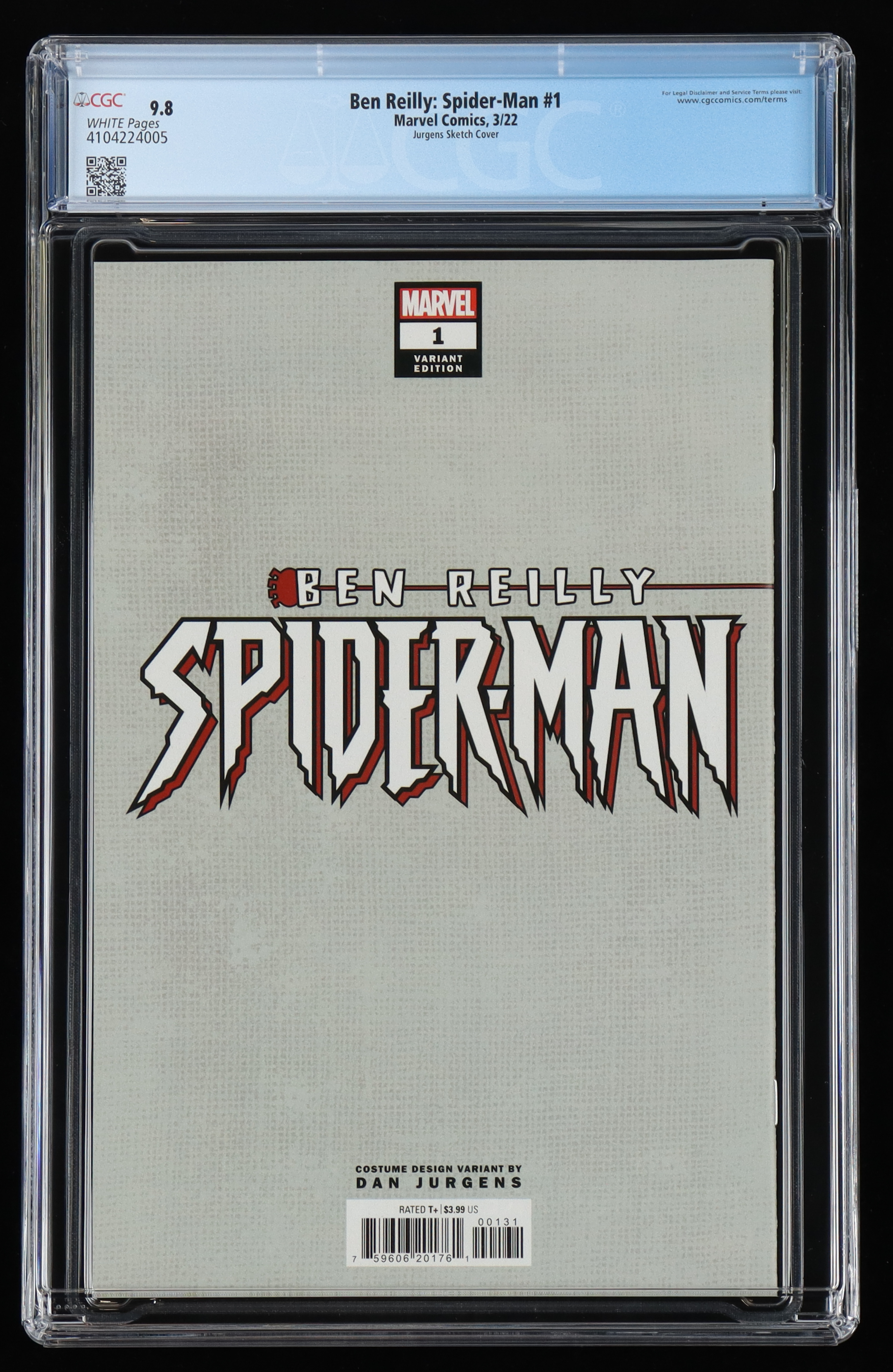 2022 "Ben Reilly: Spider-Man" Issue #1 Jurgens 1:50 Sketch Cover Variant Marvel Comic Book (CGC 9.8) at PristineAuction.com 2022 "Ben Reilly: Spider-Man" Issue #1 Jurgens 1:50 Sketch Cover Variant Marvel Comic Book (CGC 9.8) at PristineAuction.com