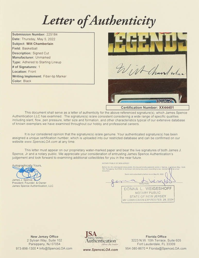 Wilt Chamberlain Signed 76ers Action Figure with Factory Sealed Trading Card (JSA) at PristineAuction.com Wilt Chamberlain Signed 76ers Action Figure with Factory Sealed Trading Card (JSA) at PristineAuction.com