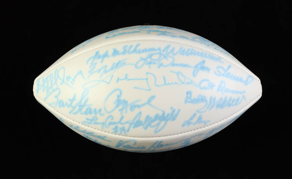 NFL White Panel Football Signed by (43) with Johnny Unitas, Walter Payton, Bart Starr, Tom Landry (JSA) at PristineAuction.com NFL White Panel Football Signed by (43) with Johnny Unitas, Walter Payton, Bart Starr, Tom Landry (JSA) at PristineAuction.com