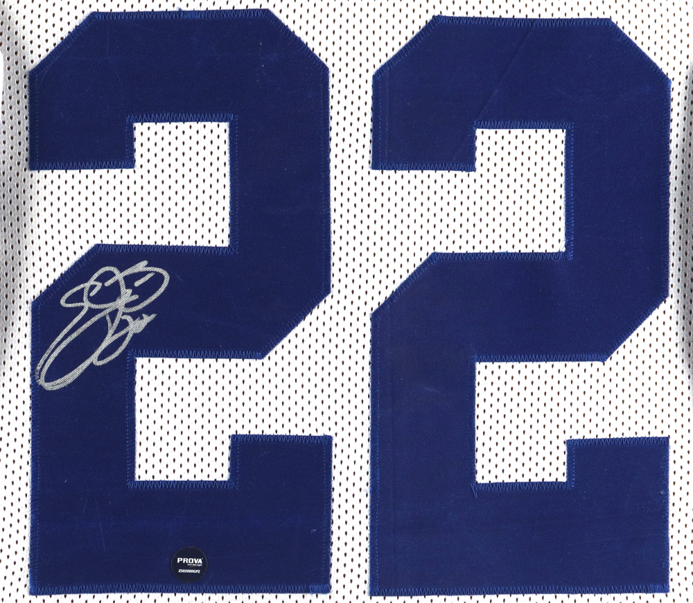 Emmitt Smith Signed Custom Framed Career Highlight Stat Jersey Display (Prova) at PristineAuction.com Emmitt Smith Signed Custom Framed Career Highlight Stat Jersey Display (Prova) at PristineAuction.com