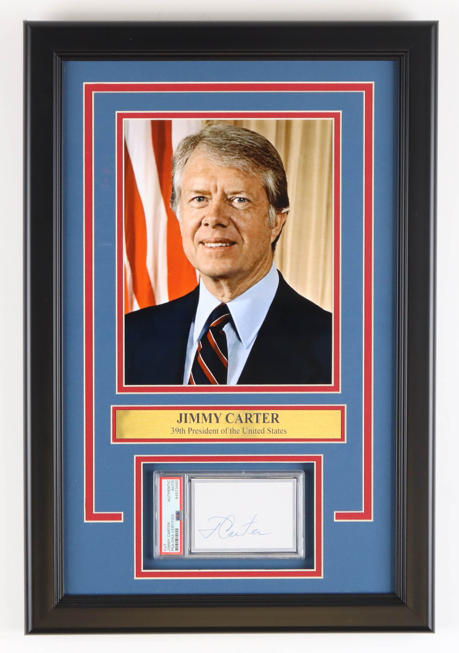 Jimmy Carter Signed Custom Framed Cut Display (PSA) at PristineAuction.com Jimmy Carter Signed Custom Framed Cut Display (PSA) at PristineAuction.com