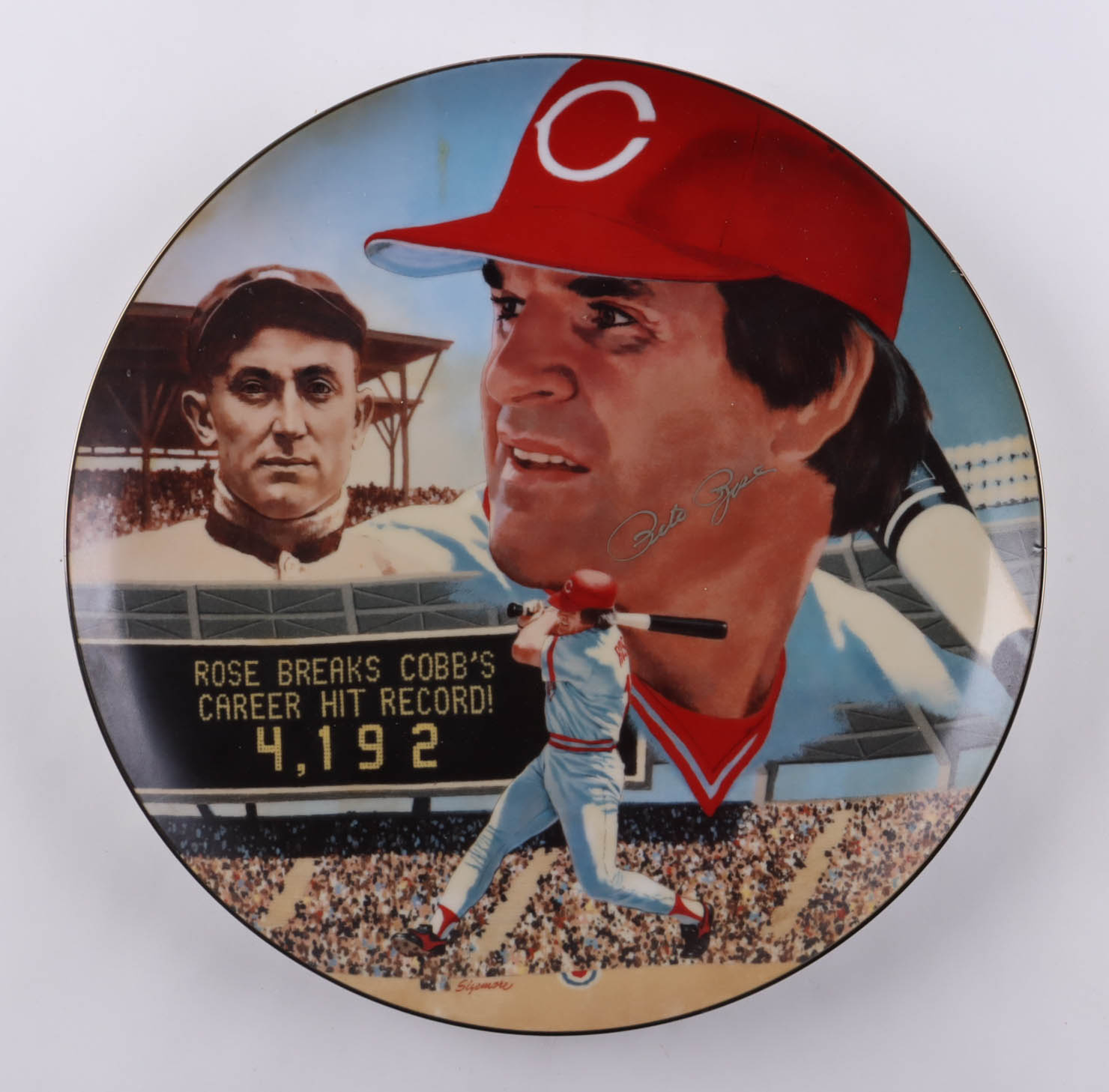 Pete Rosen Signed LE 1985 Reds Ceramic Art Plate (JSA) at PristineAuction.com Pete Rosen Signed LE 1985 Reds Ceramic Art Plate (JSA) at PristineAuction.com