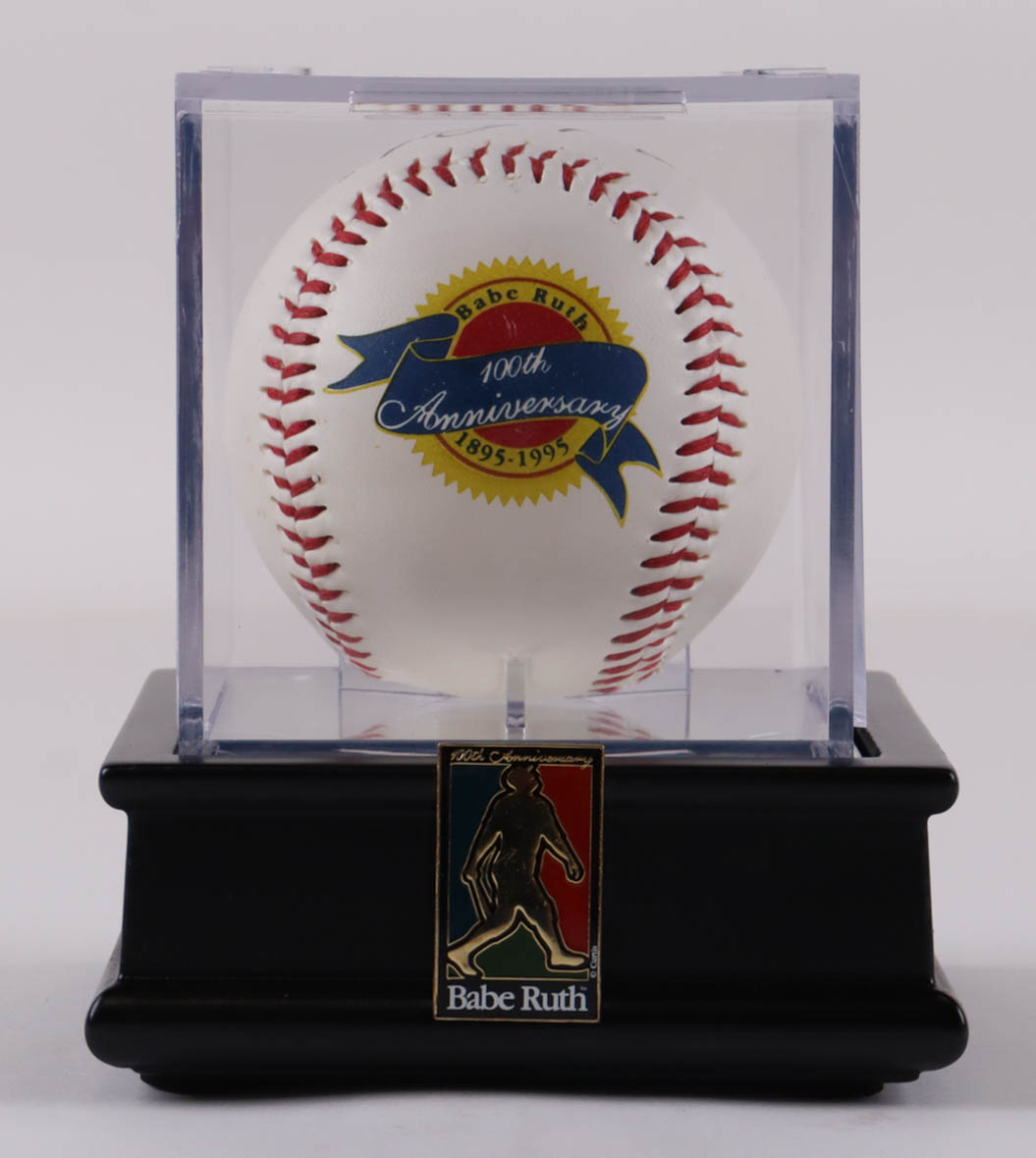 Babe Ruth Commemorative 100th Anniversary Baseball with 100th Anniversary Display Case at PristineAuction.com Babe Ruth Commemorative 100th Anniversary Baseball with 100th Anniversary Display Case at PristineAuction.com