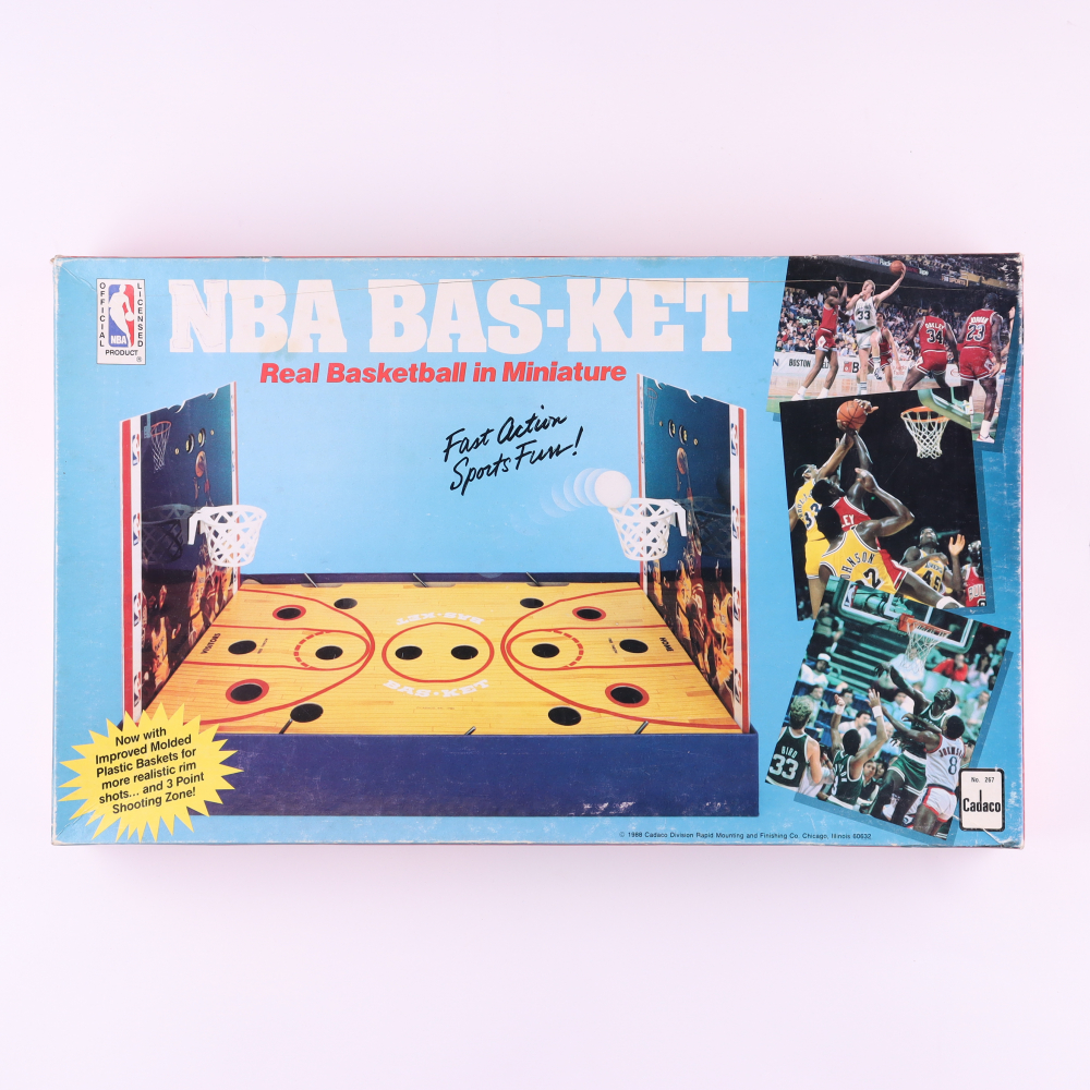 Vintage 1988 "NBA Basket" Basketball Board Game with (2) Michael Jordan Backboards Pristine