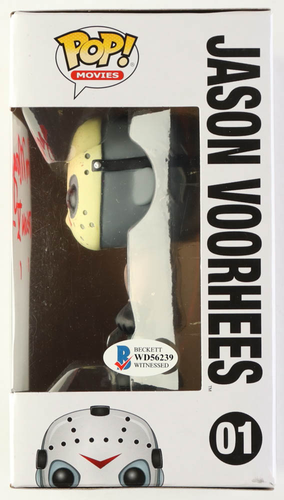 Tom Morga Signed "Friday The 13th" #01 Jason Voorhees Funko Pop! Vinyl Figure Inscribed "Jason V" (Beckett) at PristineAuction.com Tom Morga Signed "Friday The 13th" #01 Jason Voorhees Funko Pop! Vinyl Figure Inscribed "Jason V" (Beckett) at PristineAuction.com