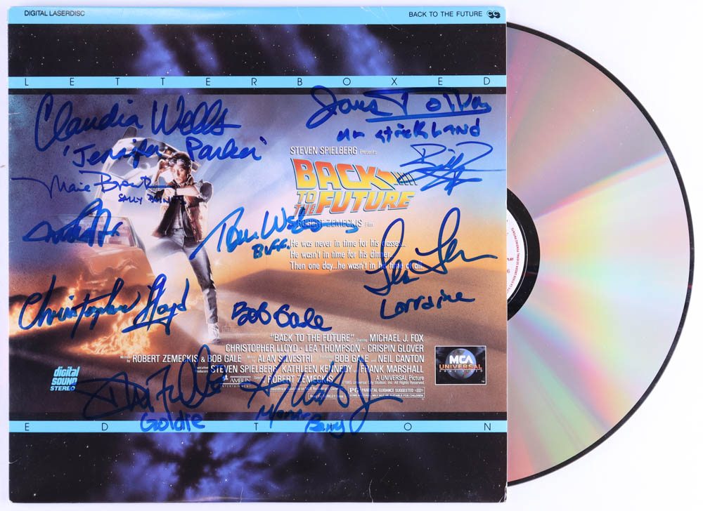 "Back to the Future" Laser Disc Cast-Signed by Michael J. Fox, Christopher Lloyd, Bob Gale, James Tolkan (JSA) at PristineAuction.com "Back to the Future" Laser Disc Cast-Signed by Michael J. Fox, Christopher Lloyd, Bob Gale, James Tolkan (JSA) at PristineAuction.com