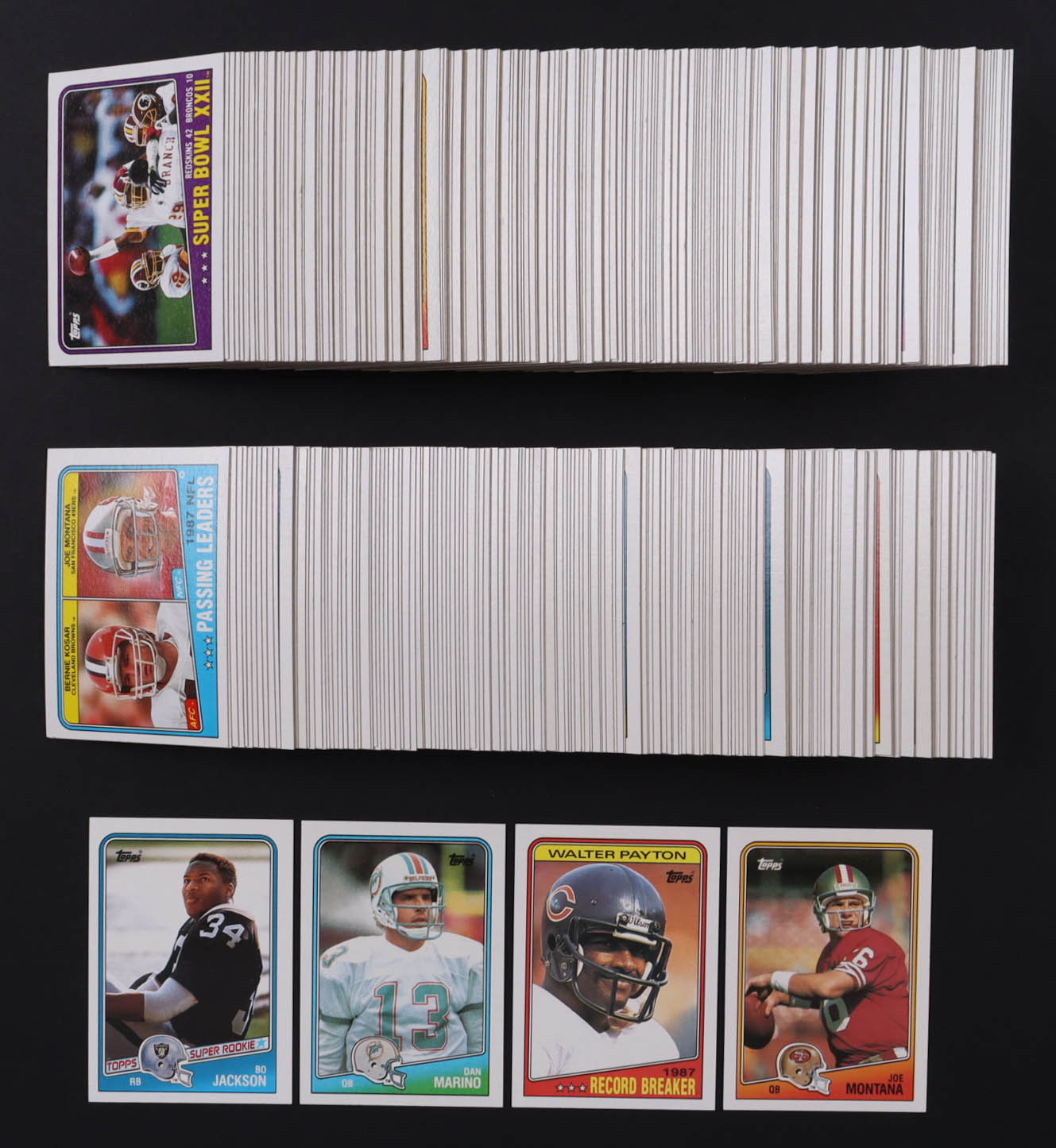 1988 Topps Football Complete Set of (396) Cards with Bo Jackson #327 SR RC, Vinny Testaverde #352 RC, John Elway #23 AP, Joe Montana #38 at PristineAuction.com 1988 Topps Football Complete Set of (396) Cards with Bo Jackson #327 SR RC, Vinny Testaverde #352 RC, John Elway #23 AP, Joe Montana #38 at PristineAuction.com