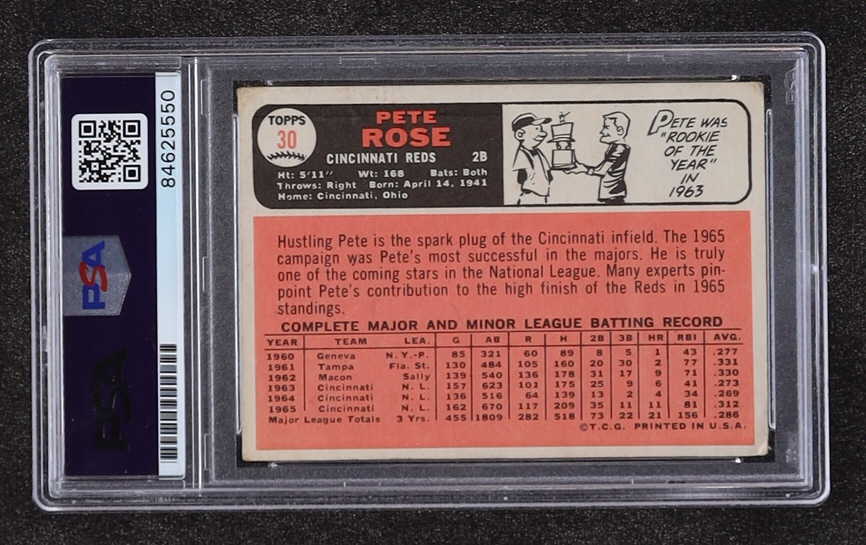 Pete Rose Signed 1966 Topps #30 DP Inscribed "4256" (PSA) at PristineAuction.com Pete Rose Signed 1966 Topps #30 DP Inscribed "4256" (PSA) at PristineAuction.com
