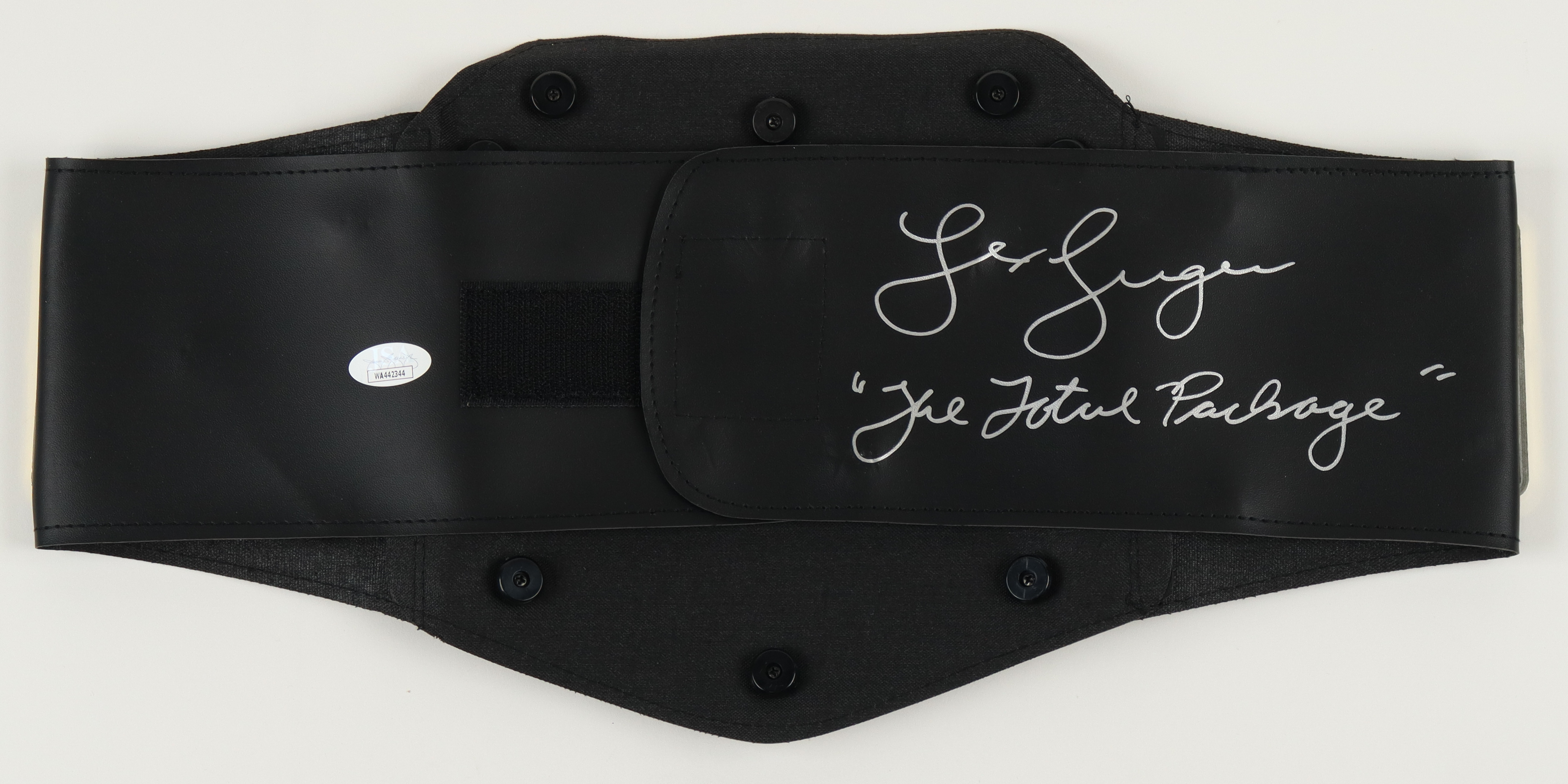 Lex Luger Signed WWE Championship Belt Inscribed "The Total Package" (JSA) at PristineAuction.com Lex Luger Signed WWE Championship Belt Inscribed "The Total Package" (JSA) at PristineAuction.com