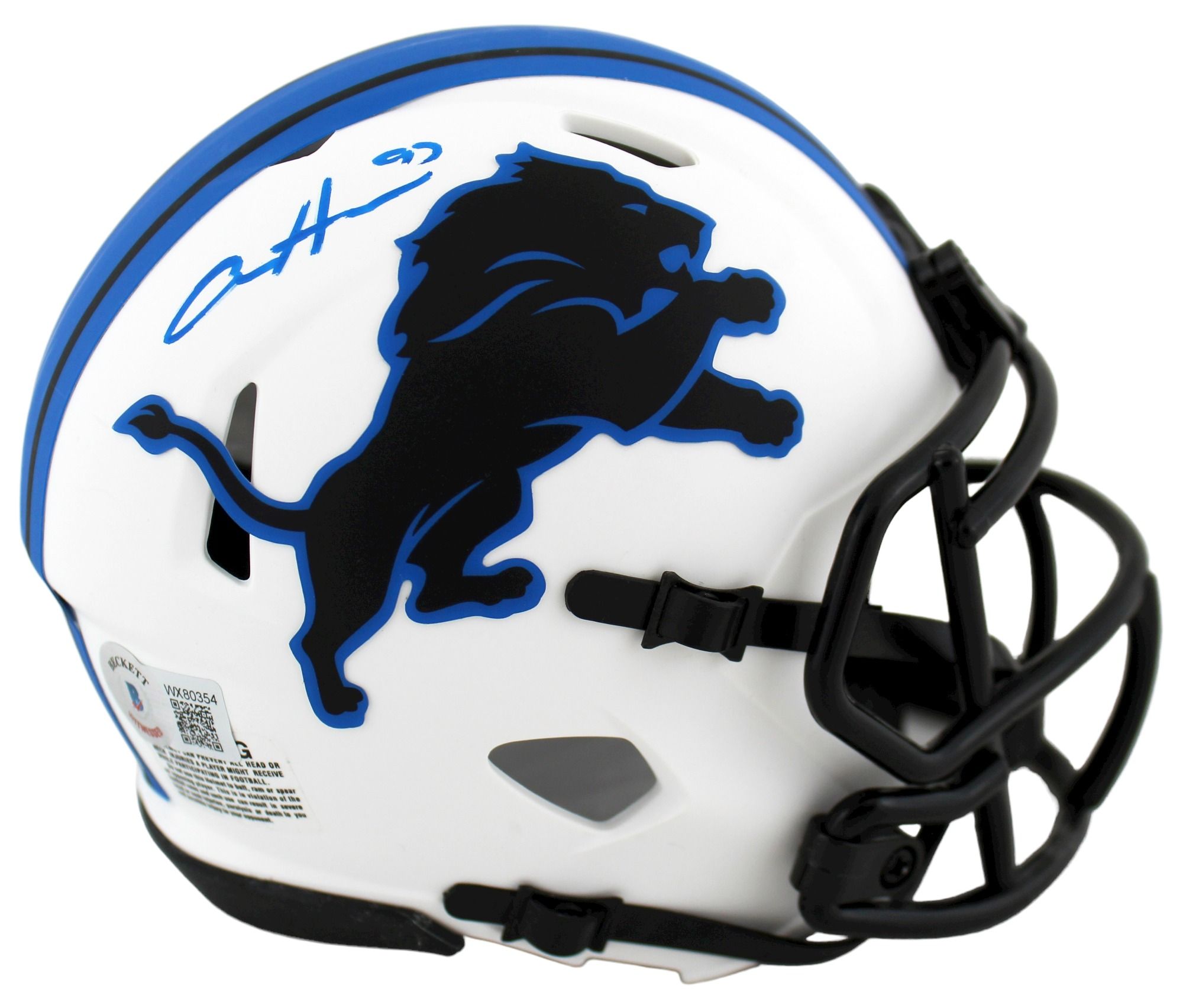Aidan Hutchinson Signed Lions Lunar Eclipse Alternate Speed Mini Helmet (Beckett) at PristineAuction.com Aidan Hutchinson Signed Lions Lunar Eclipse Alternate Speed Mini Helmet (Beckett) at PristineAuction.com