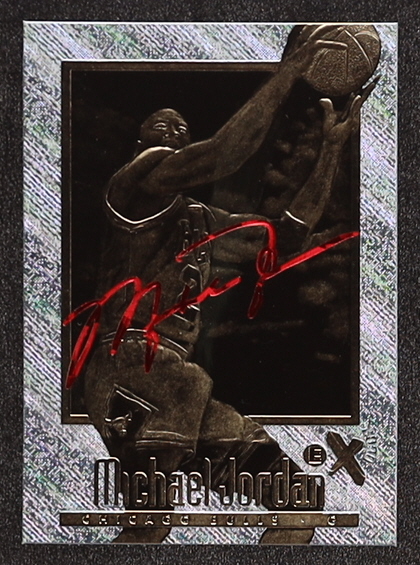 Michael Jordan 1997 S.B. EX-2001 23Kt Gold Holographic Red Signature Card #12,621 at PristineAuction.com Michael Jordan 1997 S.B. EX-2001 23Kt Gold Holographic Red Signature Card #12,621 at PristineAuction.com