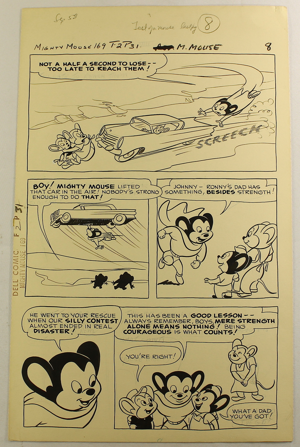 1958 "Mighty Mouse" 13x21 ORIGINAL Comic Strip Art at PristineAuction.com 1958 "Mighty Mouse" 13x21 ORIGINAL Comic Strip Art at PristineAuction.com