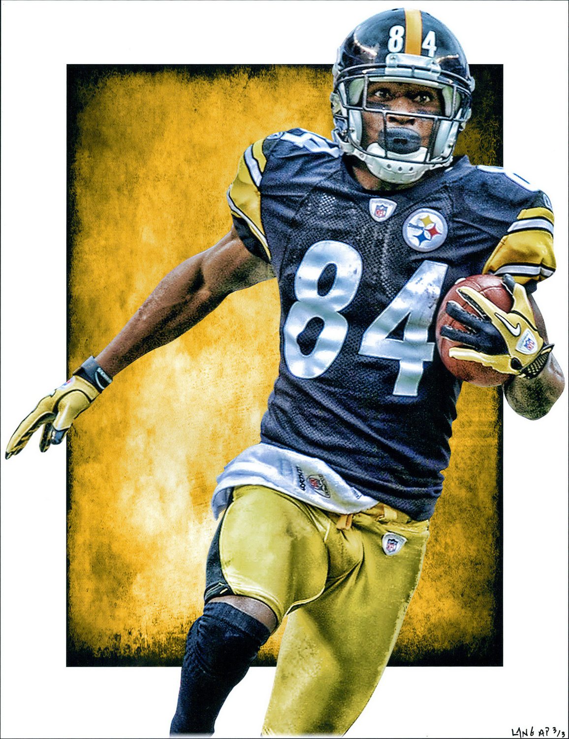 Antonio Brown Steelers Limited Edition 11" x 14" Signed Art Print by Jeff Lang (Artist Proof #3/3) at PristineAuction.com Antonio Brown Steelers Limited Edition 11" x 14" Signed Art Print by Jeff Lang (Artist Proof #3/3) at PristineAuction.com