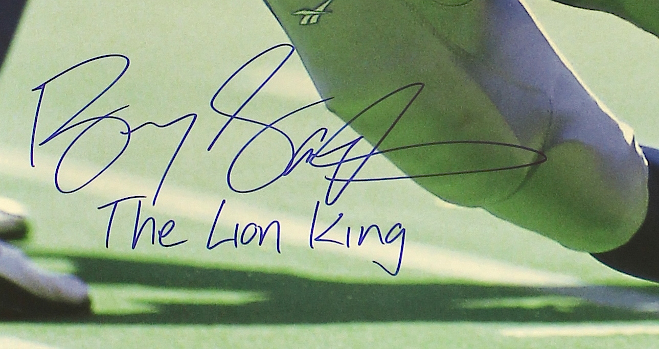 Barry Sanders Signed Lions 20x24 Photo Inscribed "The Lion King" (Schwartz COA) at PristineAuction.com Barry Sanders Signed Lions 20x24 Photo Inscribed "The Lion King" (Schwartz COA) at PristineAuction.com