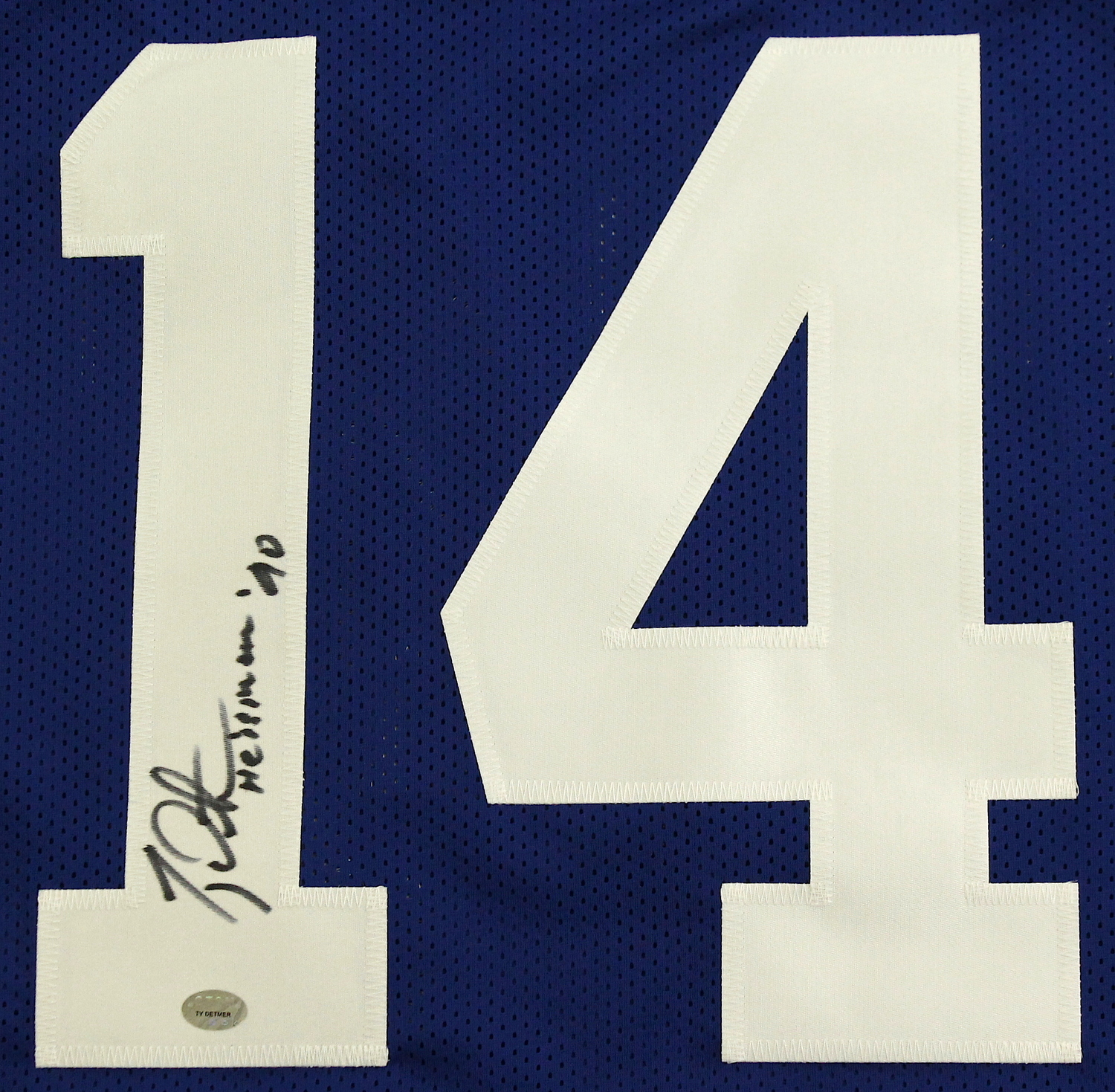 Ty Detmer Signed BYU Career Highlight Stat Jersey Inscribed "Heisman 90" (GTSM COA) at PristineAuction.com Ty Detmer Signed BYU Career Highlight Stat Jersey Inscribed "Heisman 90" (GTSM COA) at PristineAuction.com