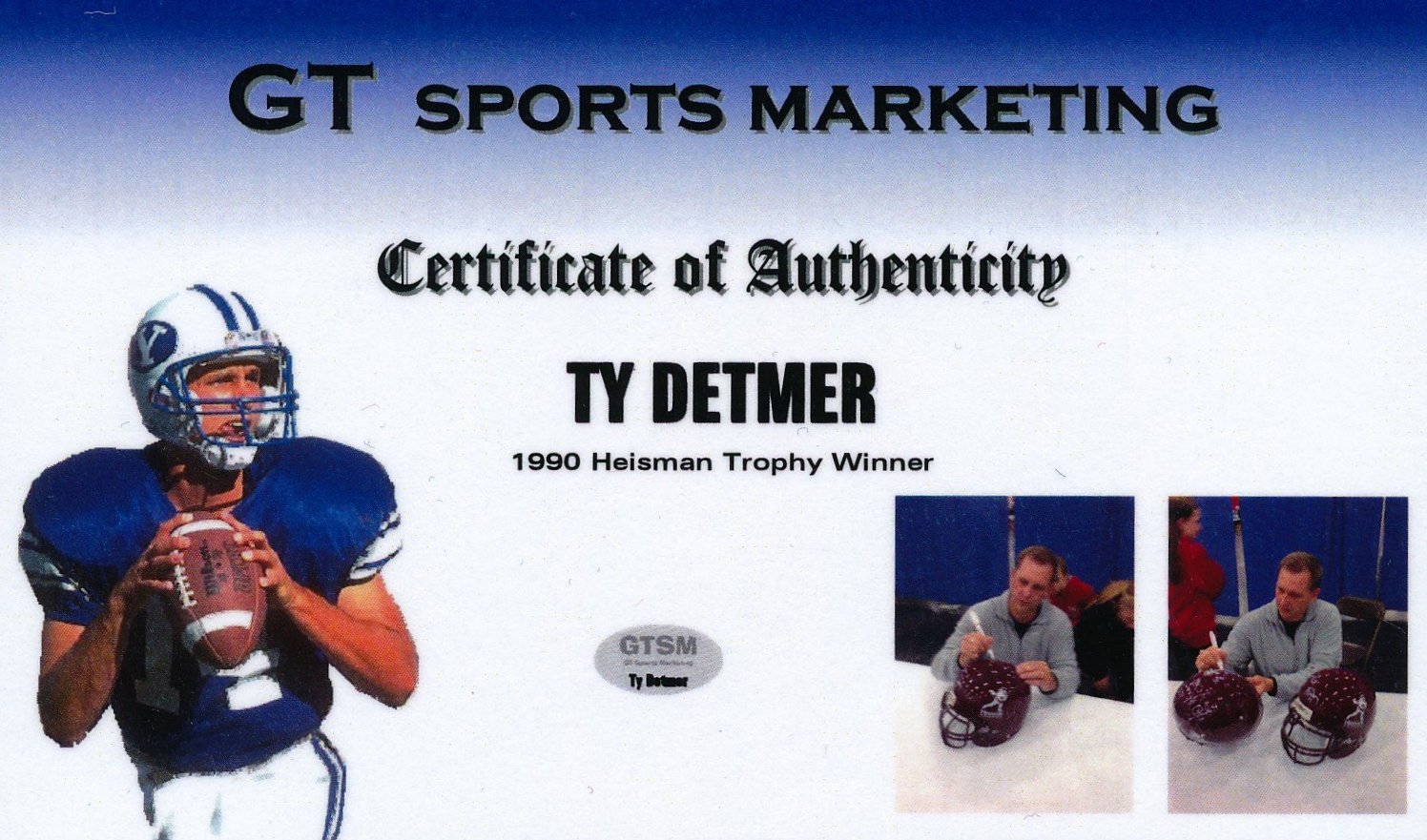 Ty Detmer Signed BYU Career Highlight Stat Jersey Inscribed "Heisman 90" (GTSM COA) at PristineAuction.com Ty Detmer Signed BYU Career Highlight Stat Jersey Inscribed "Heisman 90" (GTSM COA) at PristineAuction.com