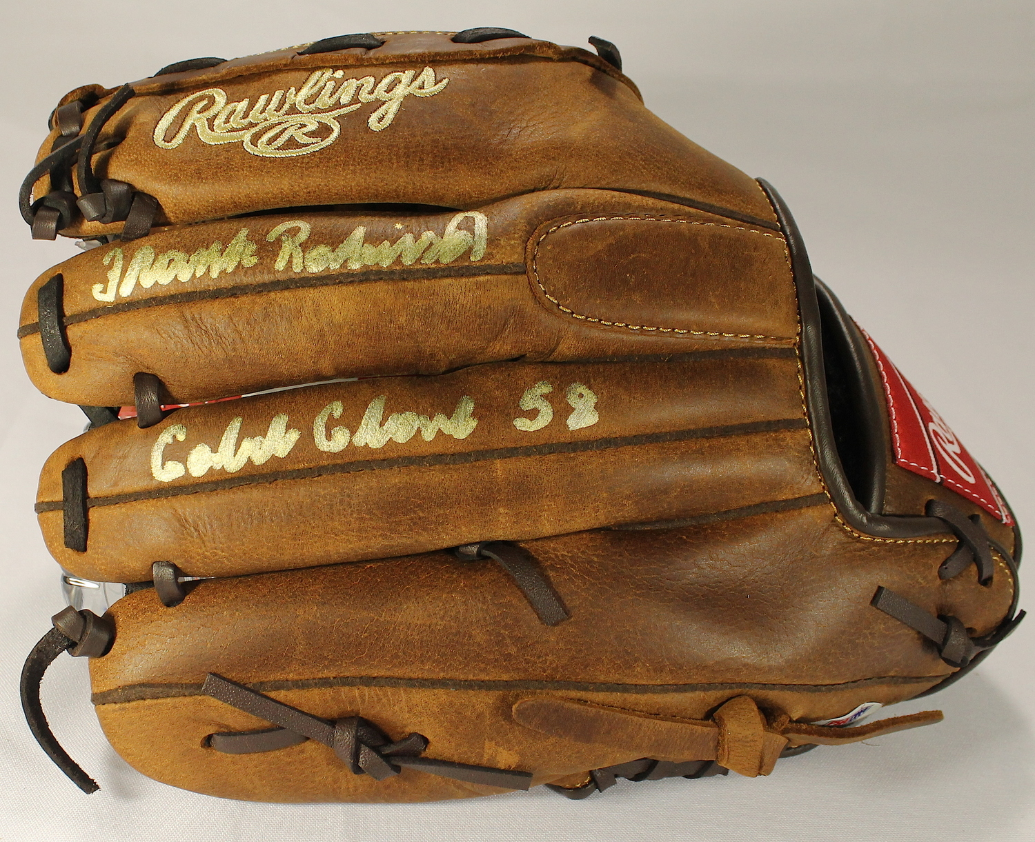 Frank Robinson Signed Rawlings Professional Model Baseball Glove Inscribed "Gold Glove 58" (PSA COA) at PristineAuction.com Frank Robinson Signed Rawlings Professional Model Baseball Glove Inscribed "Gold Glove 58" (PSA COA) at PristineAuction.com