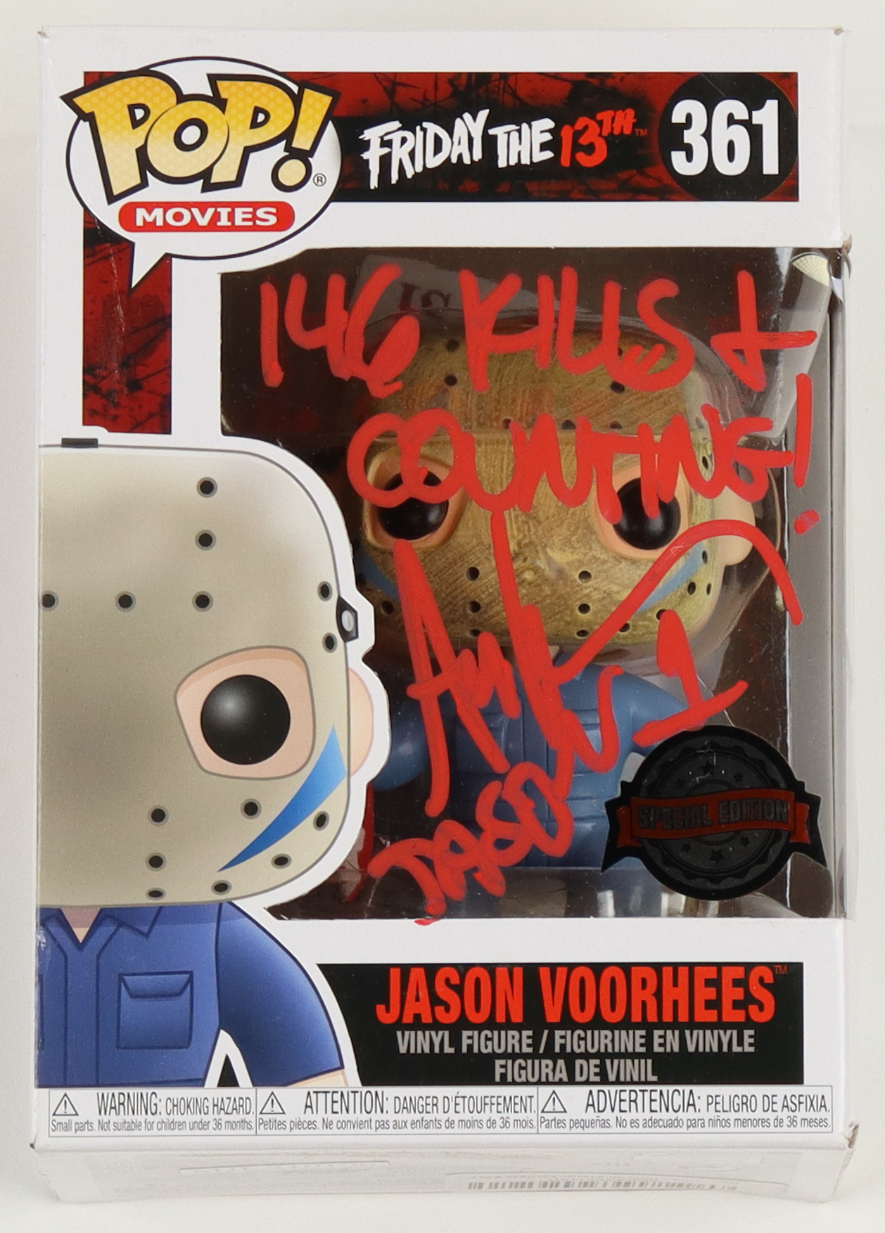Ari Lehman Signed "Friday the 13th" #361 Jason Voorhees Funko Pop! Vinyl Figure Inscribed "146 Kills + Counting" & "Jason 1" (JSA) at PristineAuction.com Ari Lehman Signed "Friday the 13th" #361 Jason Voorhees Funko Pop! Vinyl Figure Inscribed "146 Kills + Counting" & "Jason 1" (JSA) at PristineAuction.com