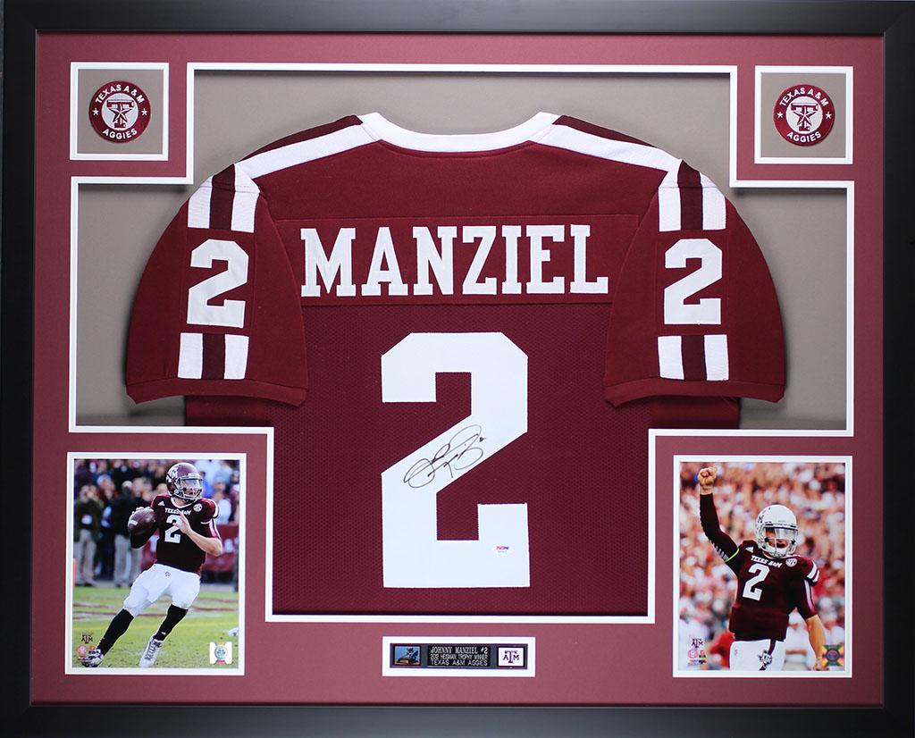 Johnny Manziel Signed Texas A&M Aggies Custom Framed Jersey Display (PSA) at PristineAuction.com Johnny Manziel Signed Texas A&M Aggies Custom Framed Jersey Display (PSA) at PristineAuction.com