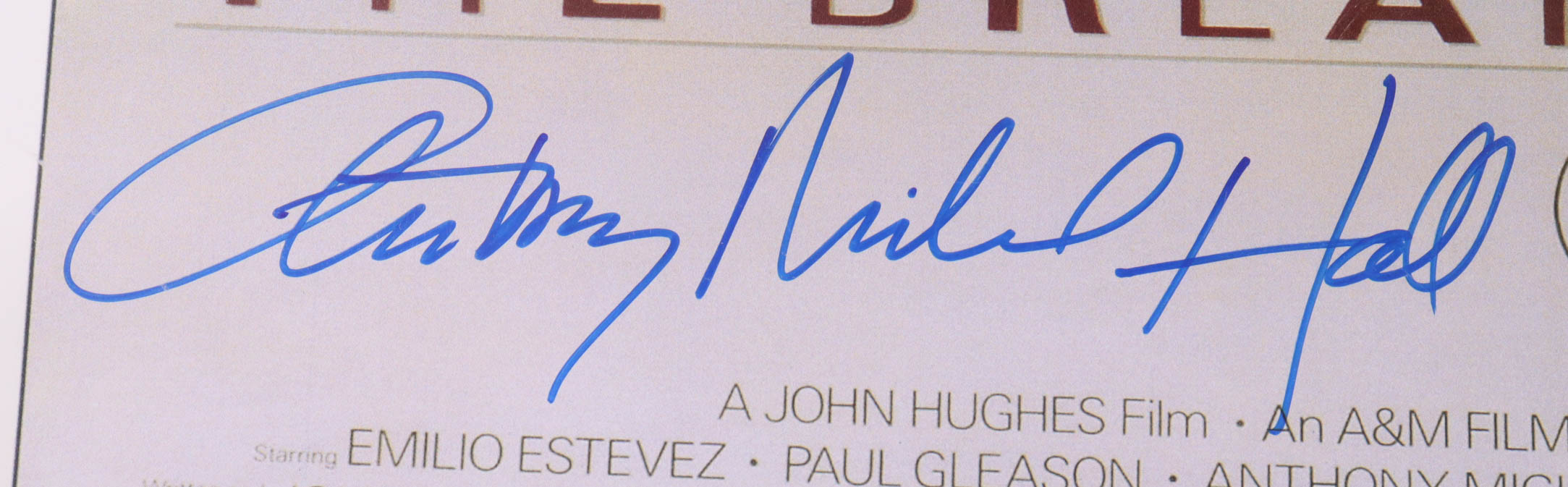 "The Breakfast Club" 27x40 Movie Poster Cast-Signed by (5) With Molly Ringwald, Emilio Estevez, Judd Nelson, Anthony Michael Hall (Schwartz Sports) at PristineAuction.com "The Breakfast Club" 27x40 Movie Poster Cast-Signed by (5) With Molly Ringwald, Emilio Estevez, Judd Nelson, Anthony Michael Hall (Schwartz Sports) at PristineAuction.com