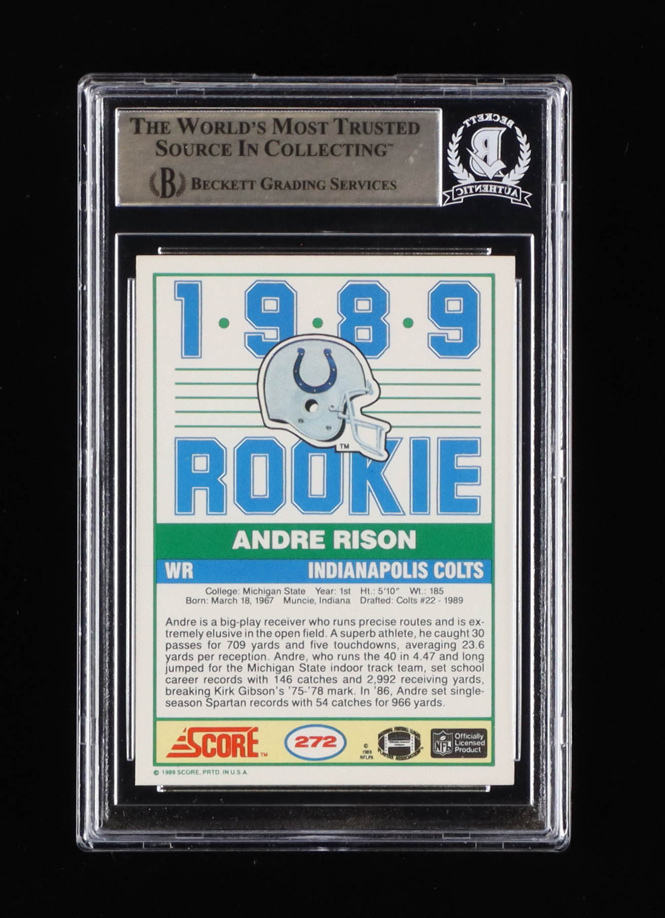 Andre Rison Signed 1989 Score #272 RC Inscribed 