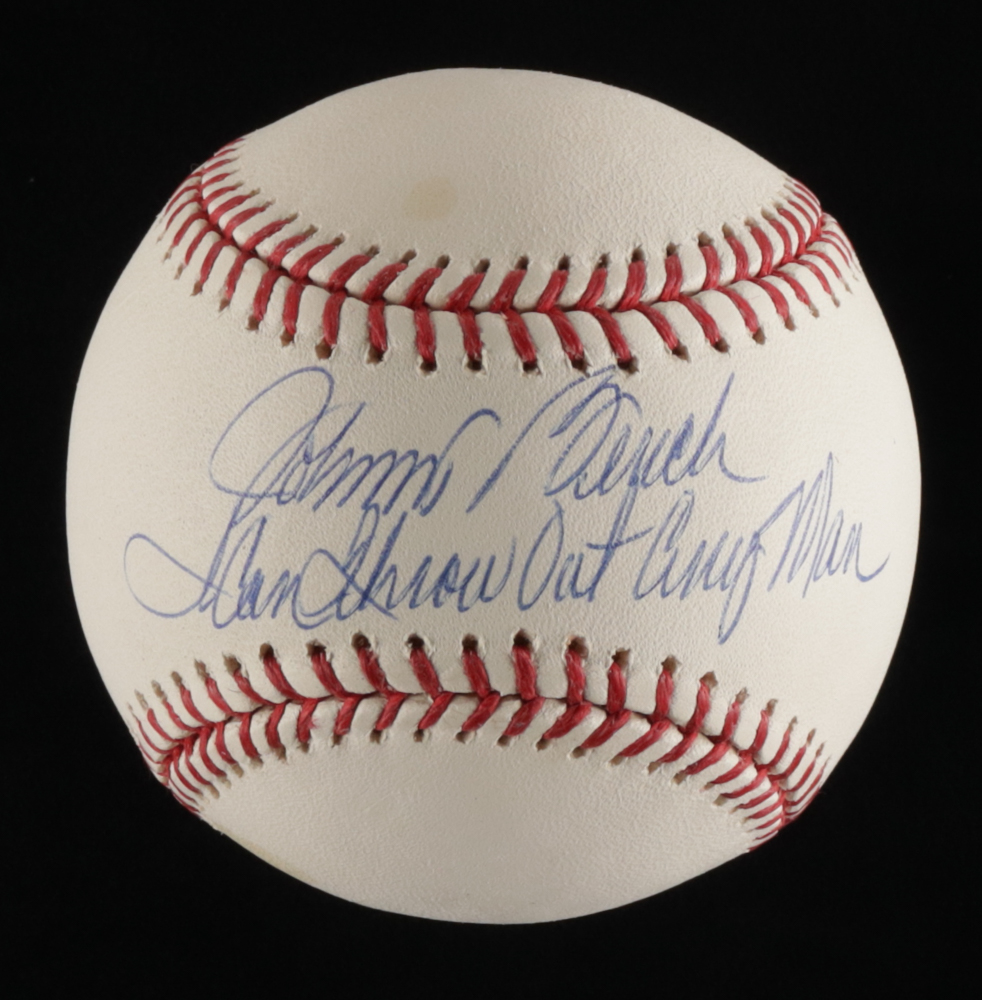 Johnny Bench Signed OML Baseball Inscribed "I Can Throw Out Any Man" (Ironclad & MLB) at PristineAuction.com Johnny Bench Signed OML Baseball Inscribed "I Can Throw Out Any Man" (Ironclad & MLB) at PristineAuction.com