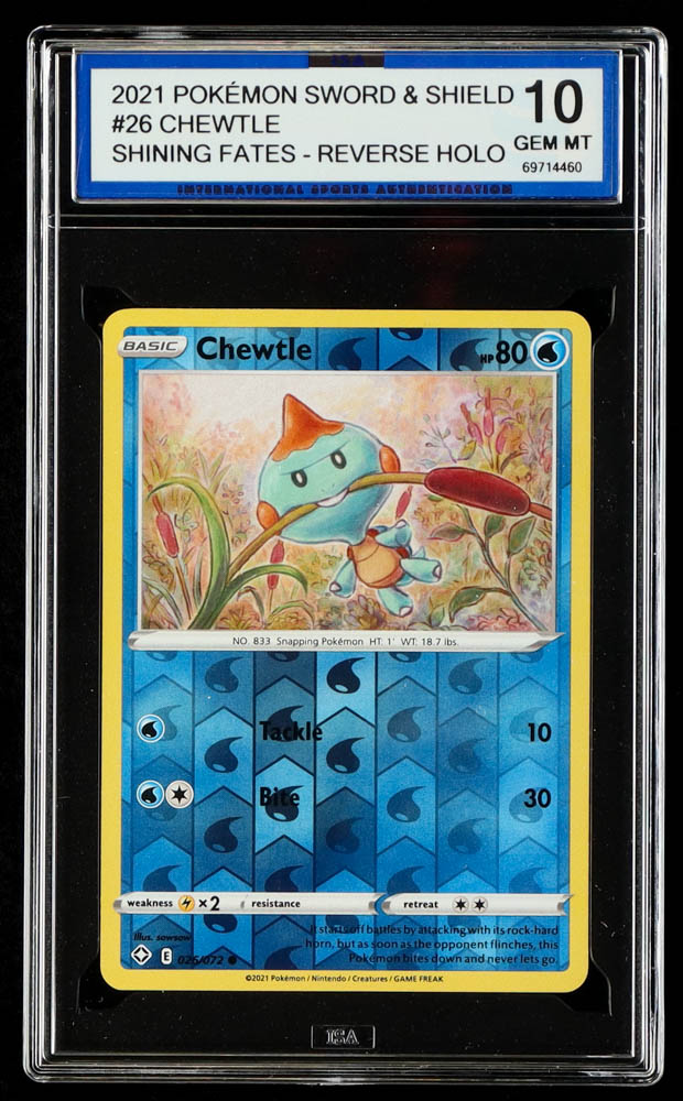Chewtle 2021 Pokemon Sword and Shield Shining Fates Reverse Foil #26 (ISA 10) at PristineAuction.com Chewtle 2021 Pokemon Sword and Shield Shining Fates Reverse Foil #26 (ISA 10) at PristineAuction.com