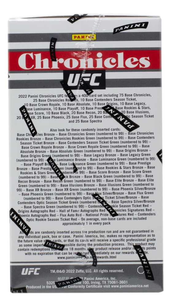 2022 Panini Chronicles UFC Blaster Box with (6) Packs at PristineAuction.com 2022 Panini Chronicles UFC Blaster Box with (6) Packs at PristineAuction.com