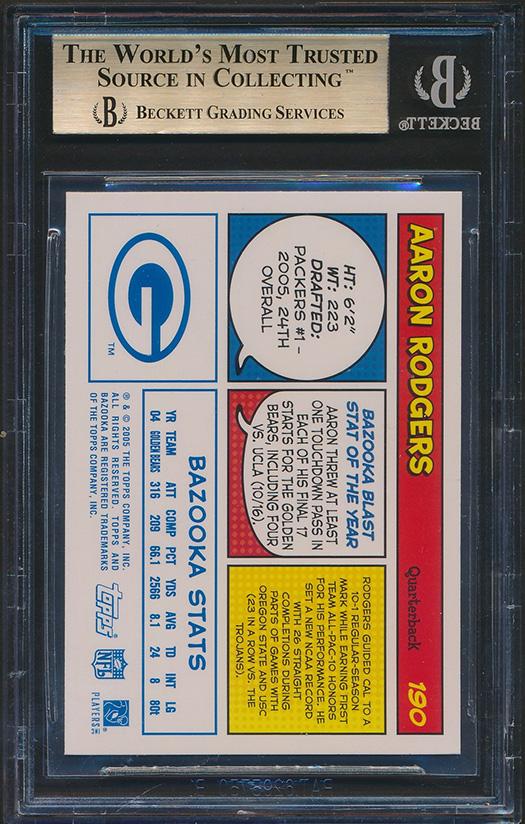 Aaron Rodgers 2005 Bazooka Blue #190 RC (BGS 9.5) at PristineAuction.com Aaron Rodgers 2005 Bazooka Blue #190 RC (BGS 9.5) at PristineAuction.com