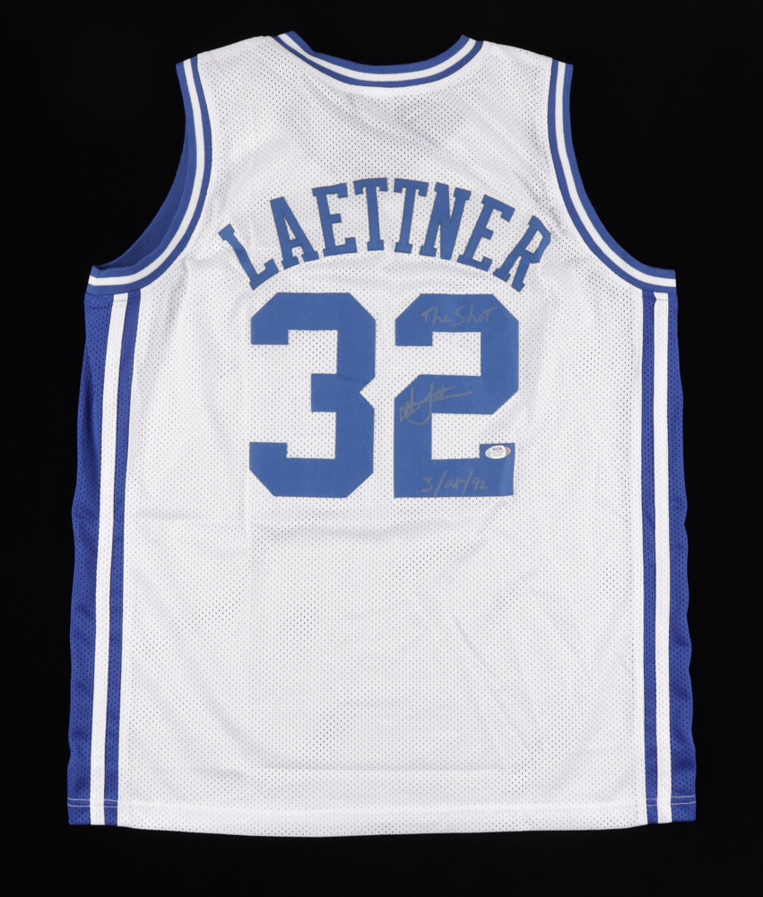 Christian Laettner Signed Jersey Inscribed "The Shot" & "3/28/92" (PSA) at PristineAuction.com Christian Laettner Signed Jersey Inscribed "The Shot" & "3/28/92" (PSA) at PristineAuction.com