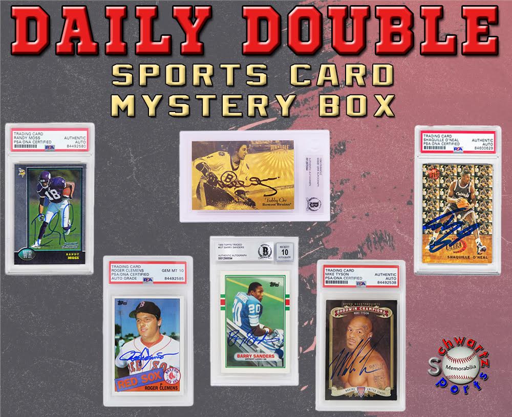Schwartz Sports - DAILY DOUBLE Autographed Sports Card Mystery Box - Series 1 (Limited to 125) (2 SIGNED & SLABBED CARDS PER BOX!!) at PristineAuction.com Schwartz Sports - DAILY DOUBLE Autographed Sports Card Mystery Box - Series 1 (Limited to 125) (2 SIGNED & SLABBED CARDS PER BOX!!) at PristineAuction.com