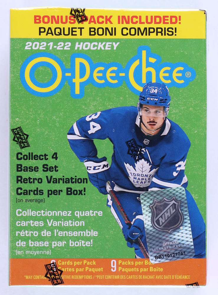2021-22 Upper Deck O-Pee-Chee Hockey Hobby Box - 18 Packs With Trevor Zegras Rookie Cards
