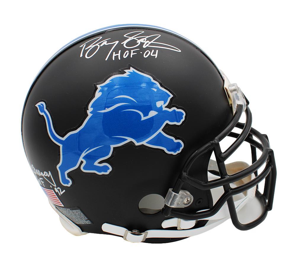 Barry Sanders & Lem Barney Signed Lions Full-Size Authentic On-Field Football Helmet Inscribed "HOF '92" & "HOF '04" (JSA & Schwartz) at PristineAuction.com Barry Sanders & Lem Barney Signed Lions Full-Size Authentic On-Field Football Helmet Inscribed "HOF '92" & "HOF '04" (JSA & Schwartz) at PristineAuction.com