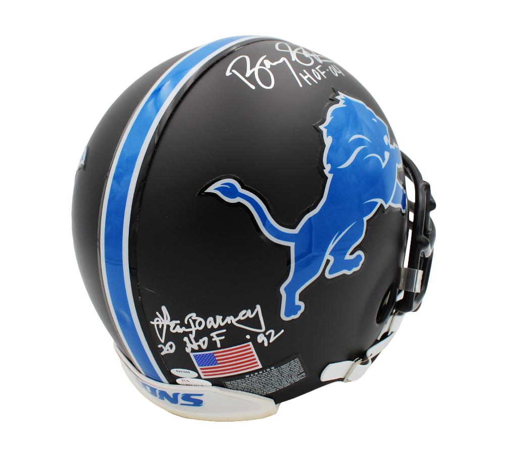 Barry Sanders & Lem Barney Signed Lions Full-Size Authentic On-Field Football Helmet Inscribed "HOF '92" & "HOF '04" (JSA & Schwartz) at PristineAuction.com Barry Sanders & Lem Barney Signed Lions Full-Size Authentic On-Field Football Helmet Inscribed "HOF '92" & "HOF '04" (JSA & Schwartz) at PristineAuction.com
