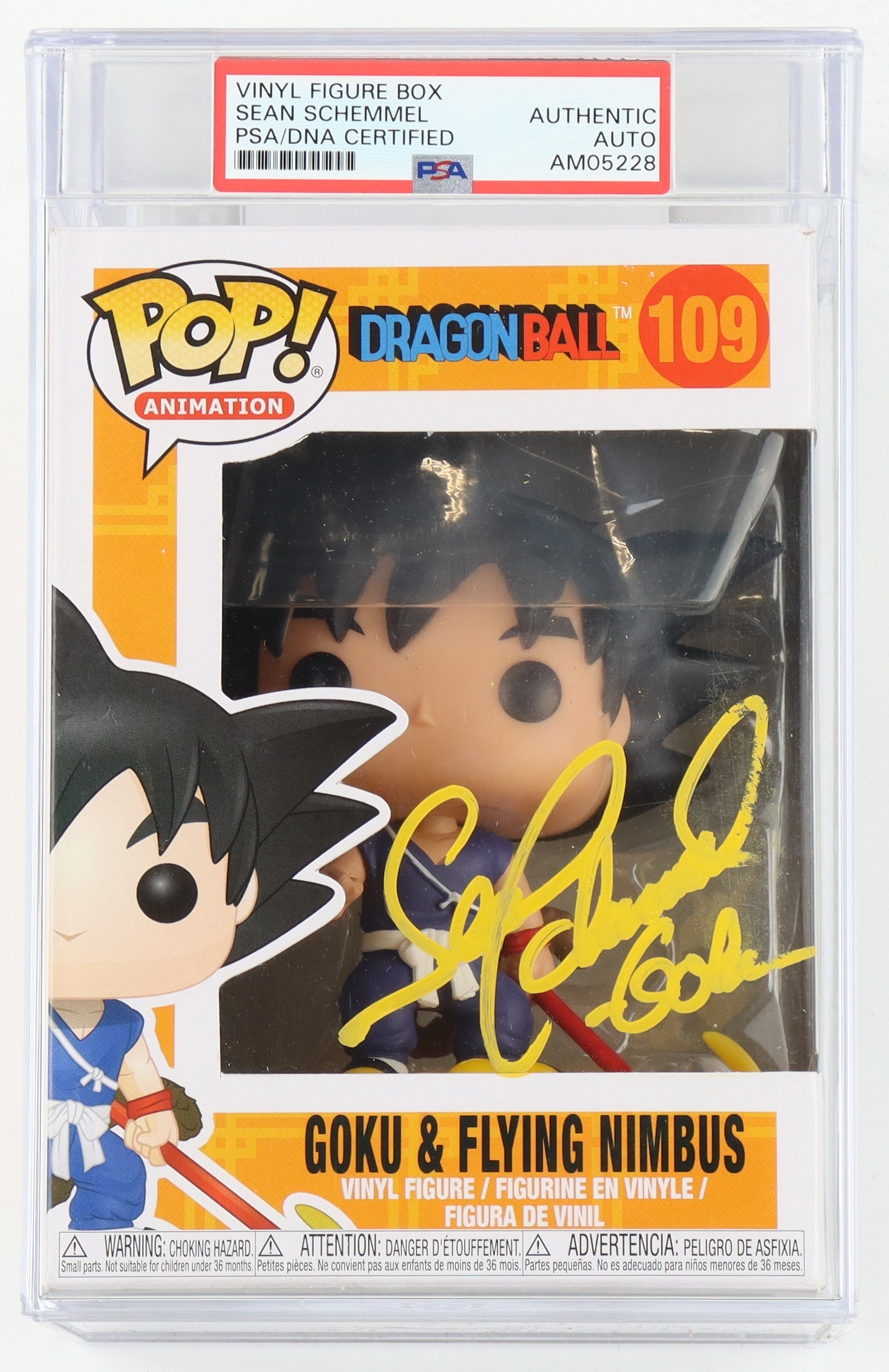 Sean Schemmel Signed "Dragon Ball" #109 Goku Funko Pop! Vinyl Figure Inscribed "Goku" (PSA) at PristineAuction.com Sean Schemmel Signed "Dragon Ball" #109 Goku Funko Pop! Vinyl Figure Inscribed "Goku" (PSA) at PristineAuction.com