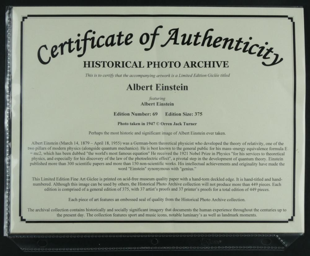 Albert Einstein Custom Framed LE Historical Photo Archive Giclee Portrait at PristineAuction.com Albert Einstein Custom Framed LE Historical Photo Archive Giclee Portrait at PristineAuction.com