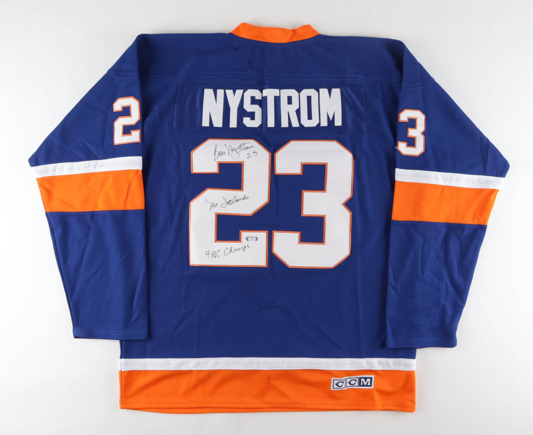 Bob Nystrom Signed Islanders Jersey Inscribed "Mr. Islander" and "4x SC Champs" (PSA) at PristineAuction.com Bob Nystrom Signed Islanders Jersey Inscribed "Mr. Islander" and "4x SC Champs" (PSA) at PristineAuction.com