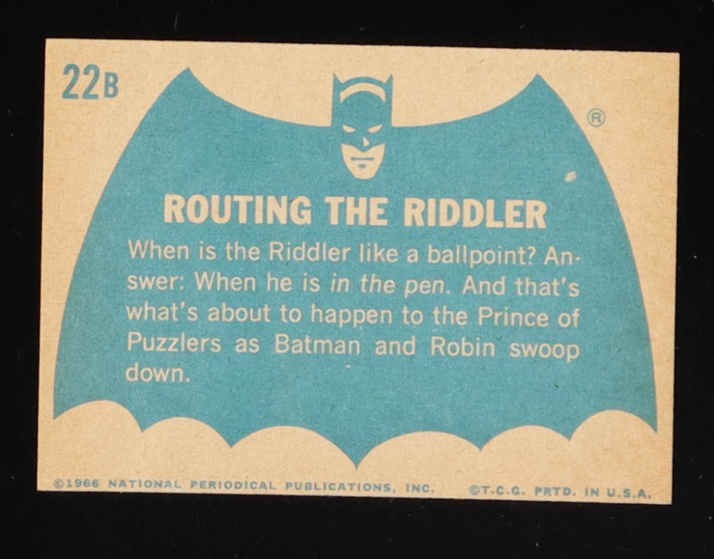 Routing the Riddler 1966 Batman B Series Blue Bat #22B | Pristine Auction