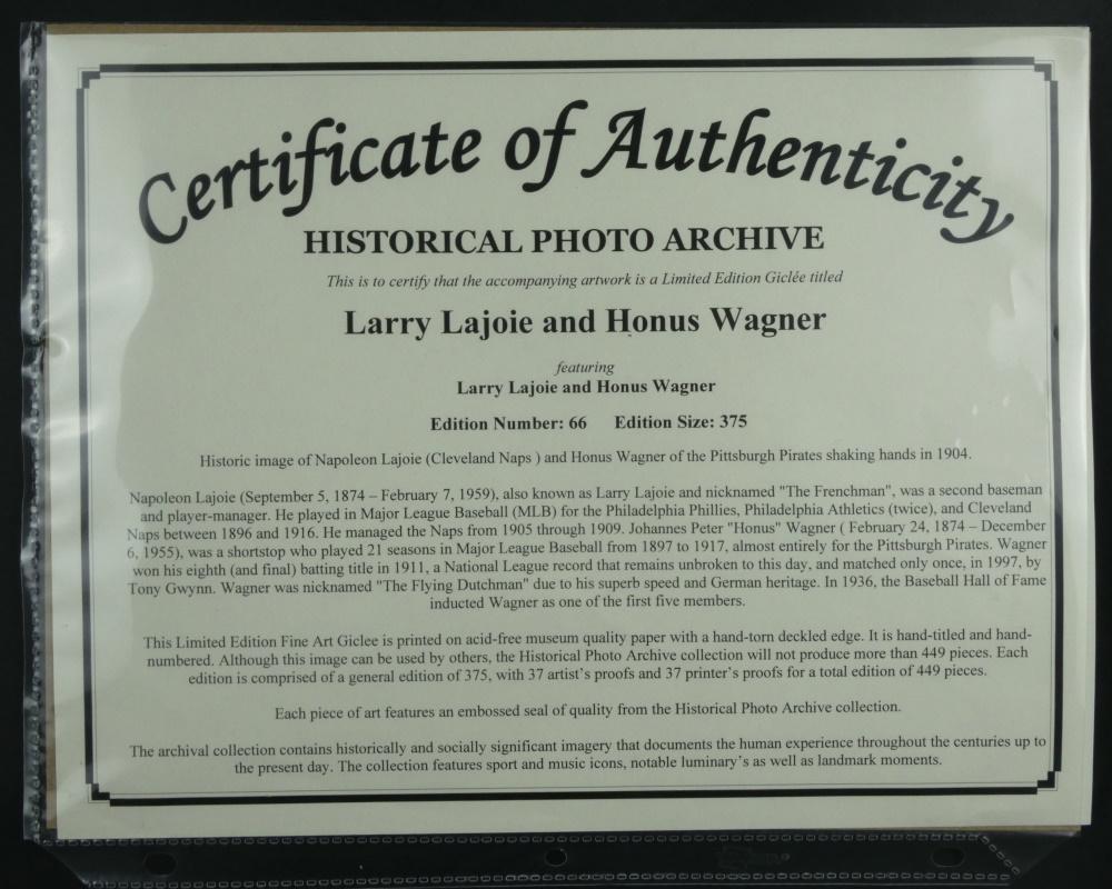 Larry Lajoie & Honus Wagner Custom Framed LE Giclee Display at PristineAuction.com Larry Lajoie & Honus Wagner Custom Framed LE Giclee Display at PristineAuction.com
