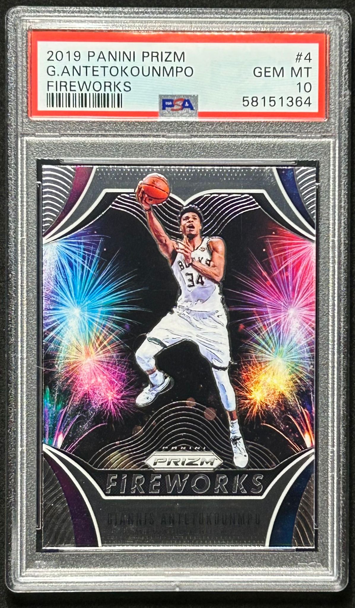 Giannis Antetokounmpo 2019-20 Panini Prizm Fireworks #4 (PSA 10) at PristineAuction.com Giannis Antetokounmpo 2019-20 Panini Prizm Fireworks #4 (PSA 10) at PristineAuction.com