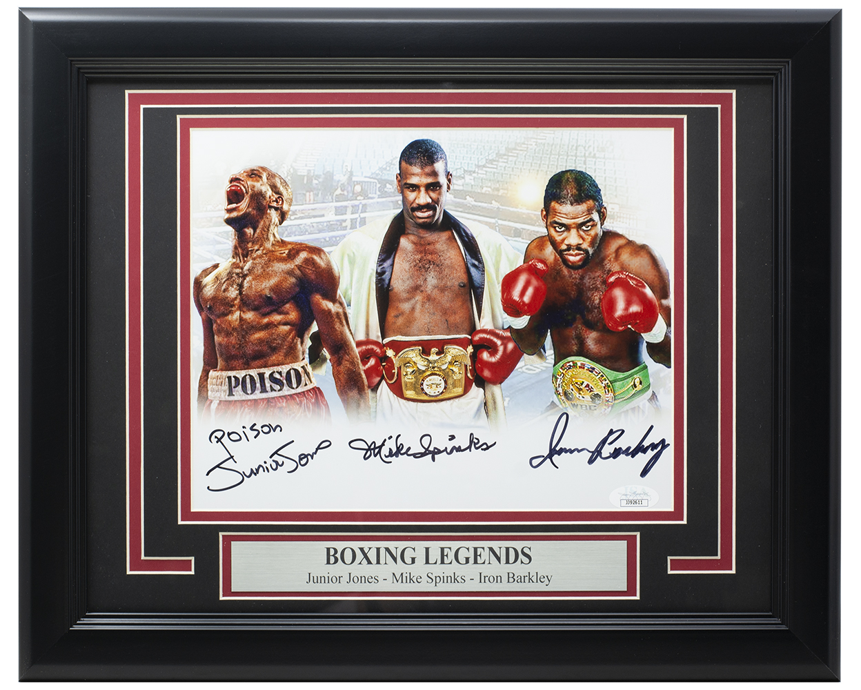 "Poison" Junior Jones, Mike Spinks & Iran Barkley Signed Custom Framed Photo (JSA) at PristineAuction.com "Poison" Junior Jones, Mike Spinks & Iran Barkley Signed Custom Framed Photo (JSA) at PristineAuction.com